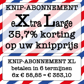 Knipabonnement eXtra Large betalen in 6 termijnen